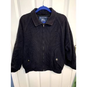 Vintage Burberrys Blue Wool Bomber Jacket Men's Size Small